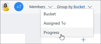 Click Group by, and select Progress