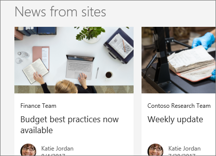 SharePoint Office 365 News from sites