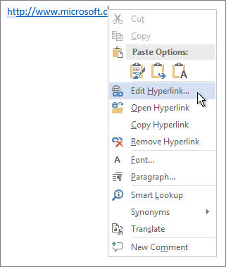 Editing a hyperlink
