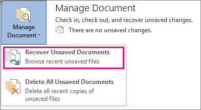 Office 2016 Recover Unsaved Documents