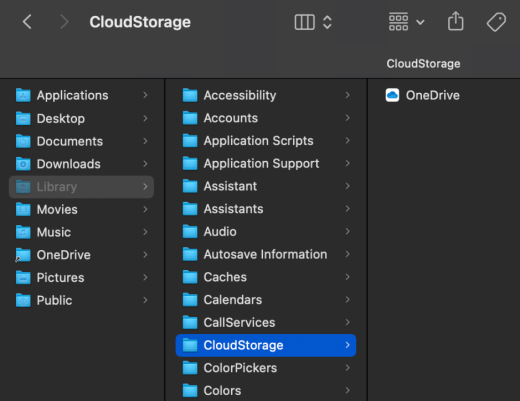 Screenshot of macOS Finder showing OneDrive location