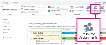 Choose Resource Assignments on the Availability tab