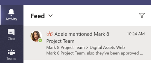 Activity feed in Teams