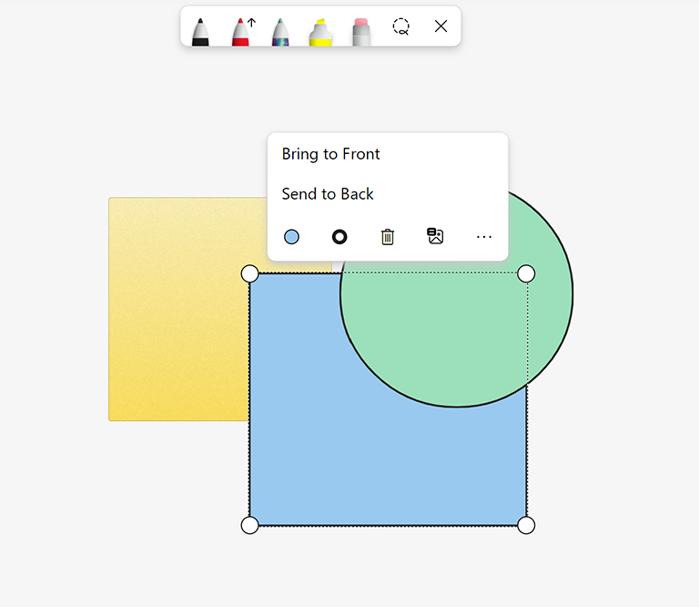 Options on Whiteboard's object menu