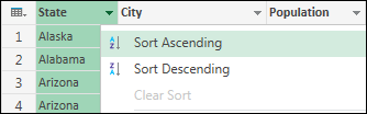 Select sort order