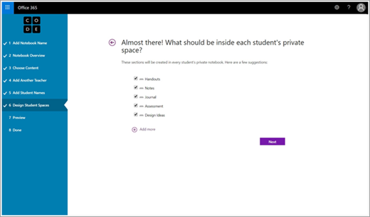 Create student sections in your Code.org Class Notebook