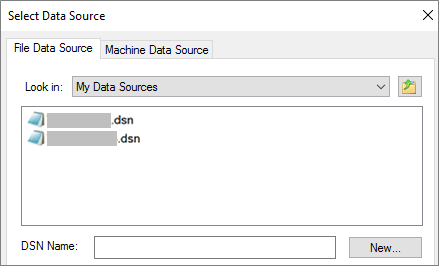 Select Data Source dialog box