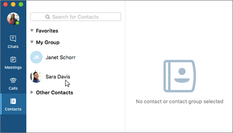 Click contact on the Contacts list