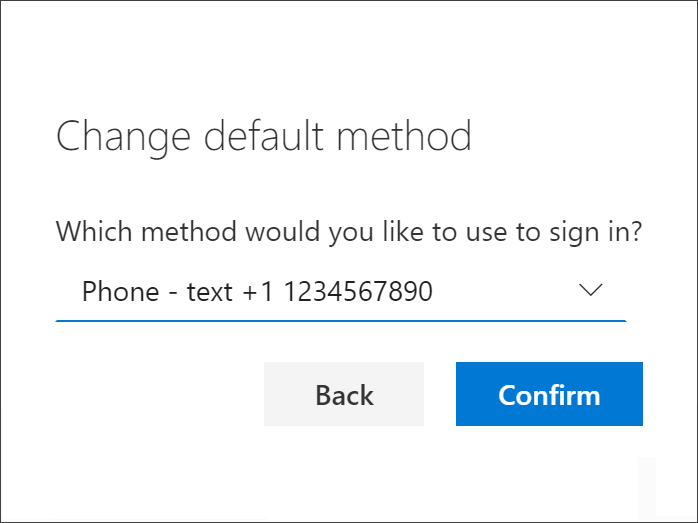 Choose method for default sign-in