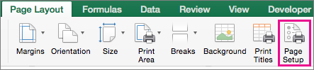On the Page Layout tab, select Page Setup