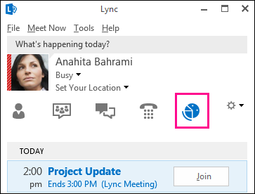 Screen shot of meetings view tab