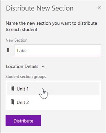 Choose a section group location.