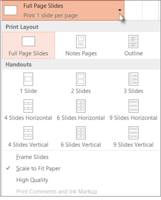 Pick a print layout