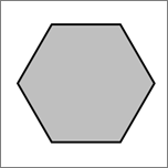 Shows a hexagon shape.