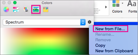 Choose the picture icon to select a color from a file