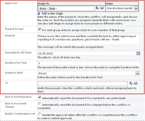 Form for entering run-specific information