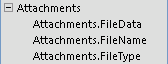 An Attachment field in the Field List task pane