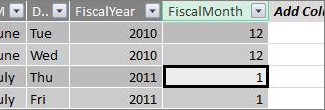 Fiscal Month column