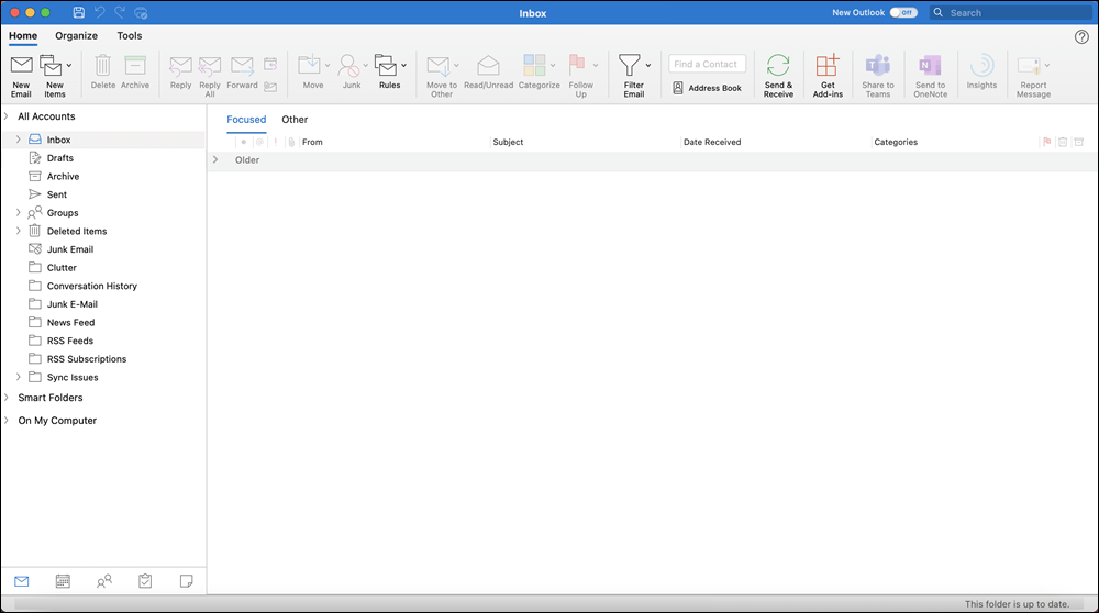 Outlook 2021 for Mac window with Inbox displayed