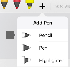 The pen gallery in Office for iPad and iPhone includes a pencil texture