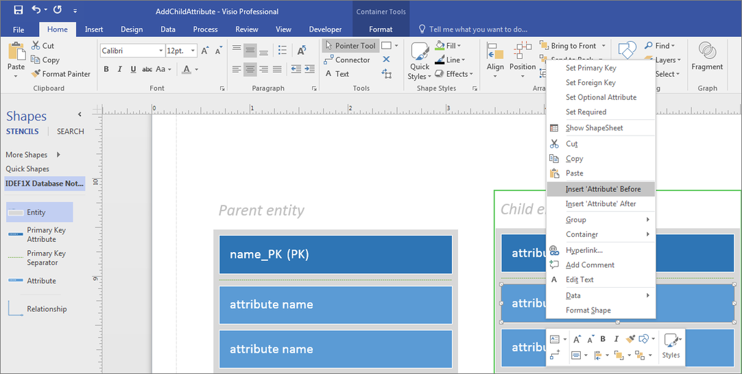 Select Insert Attribute Before.