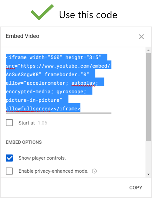 YouTube Embed Share Dialog