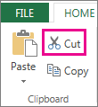 Cut command in the Clipboard group