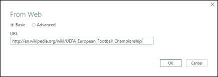 Power Query > From Web > Input URL dialog