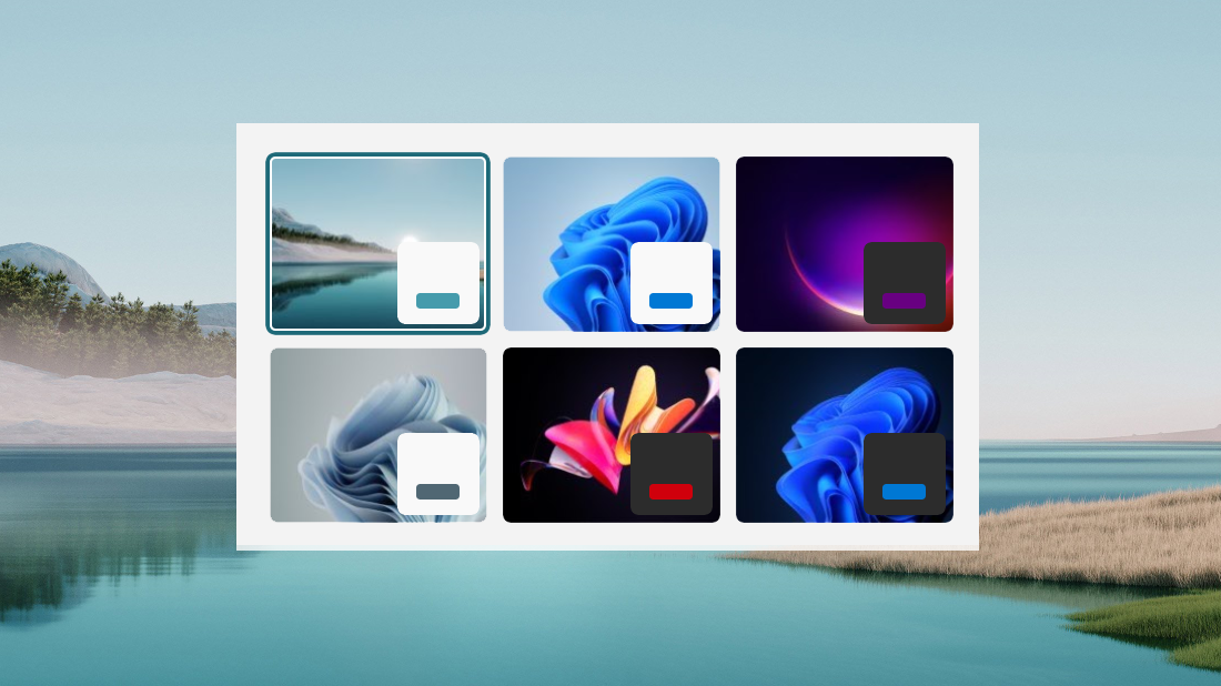 6 different Windows 11 themes