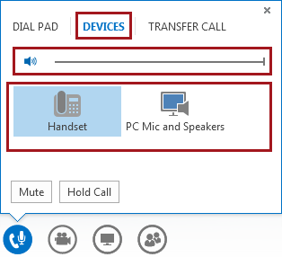 Screen shot of audio menu in a meeting