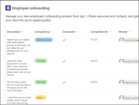 Employee onboarding template