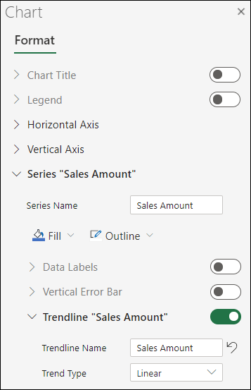 Trendline for Excel for the web