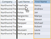 Moving the First Name column to the leftmost position