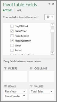 PivotTable Field List