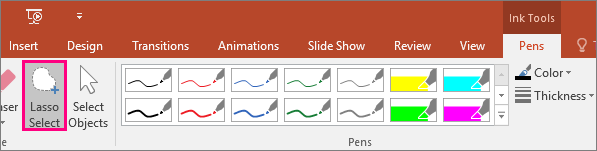 Shows Lasso Select button in Ink Tools