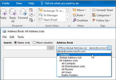 After you import your Gmail contacts, you can find them in Office 365 by selecting the Address Book