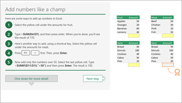 Take a tour of Excel