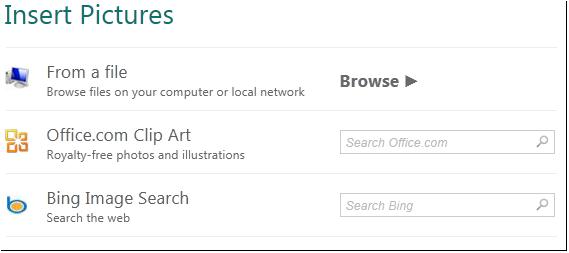 Insert Picture dialog in Publisher 2013