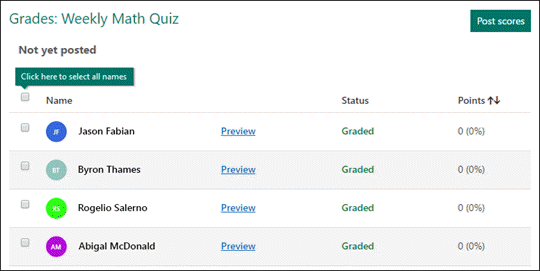 Grade quizzes.