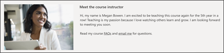 Image of the instructor profile on the training site