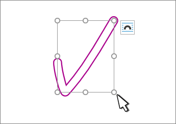 Resize a drawing by dragging a handle