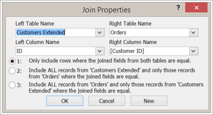 Screenshot of Join Properties highlighting left table name