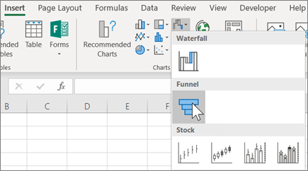 Insert a funnel chart