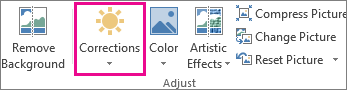 Corrections button on the Picture Tools tab