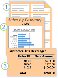 Reports showing formatted or calculated data