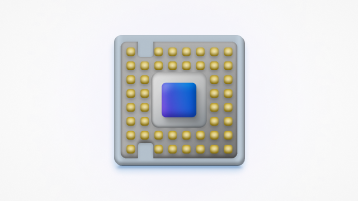 A conceptual graphic for a central processing unit (CPU), shown as the array of terminals on top of a processor.