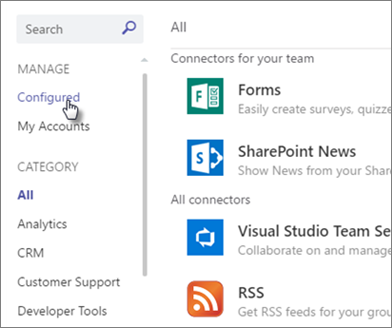 News connectors dialog box