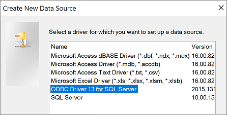 Create New Data Source dialog box