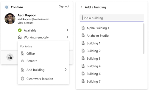 Setting a building location in profile