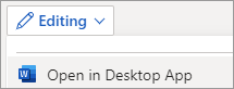 Editing mode menu, Open in Desktop App command